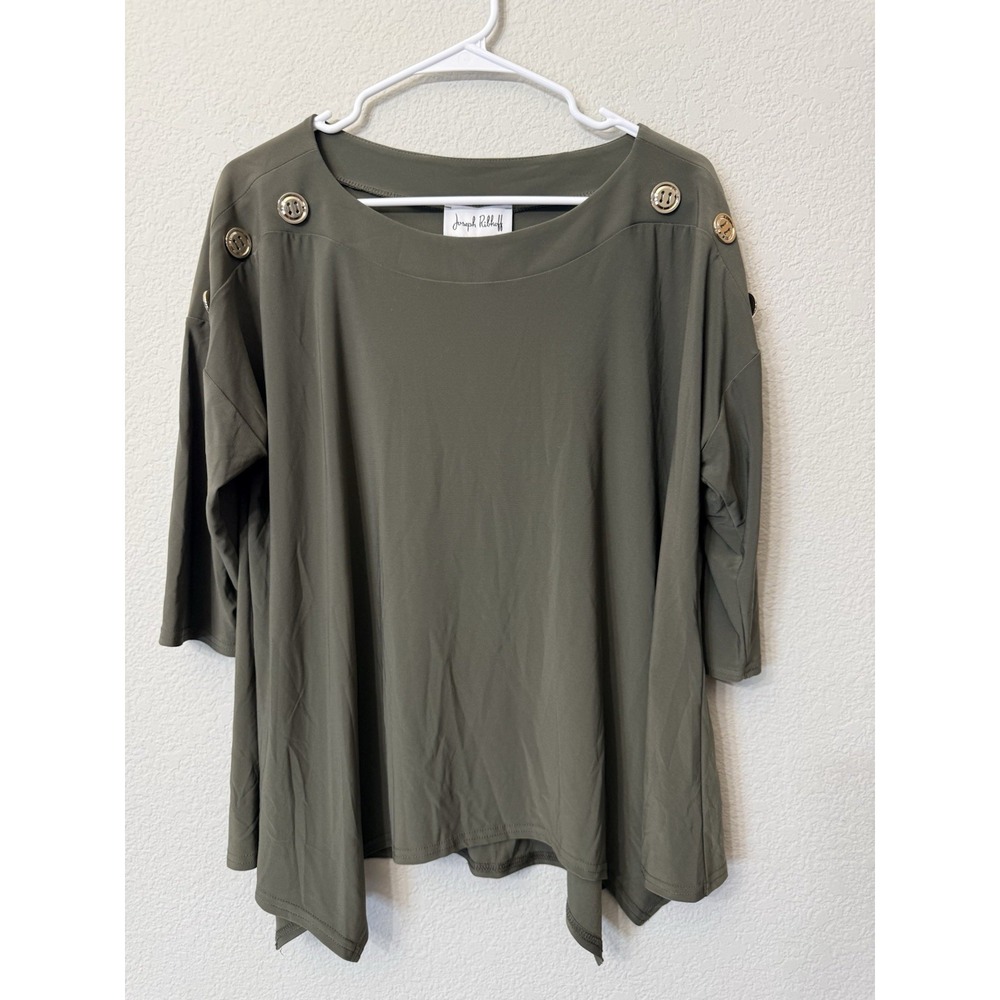 NWT Joseph Ribkoff Asymmetrical Button Tunic Women's Size 10 Avocado Retail $187